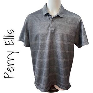 PERRY Ellis Gray striped polo shirt. Size XL